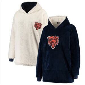 Chicago Bears Sherpa Hoodeez Wearable Blanket Hoodie OS Navy White NFL
